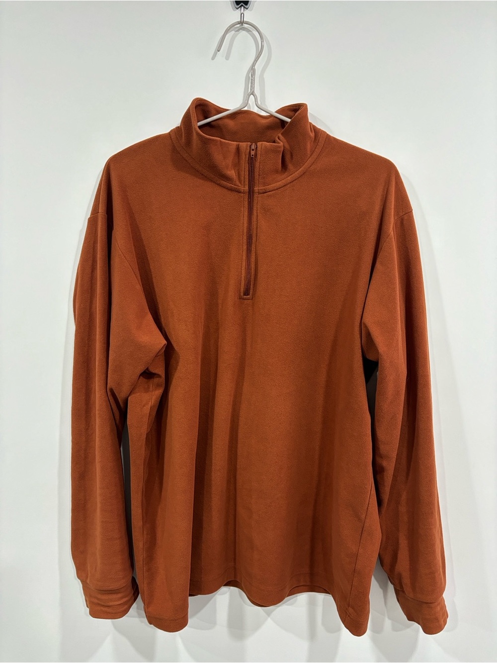 Quarter-Zip Fleece Pullover in Rust